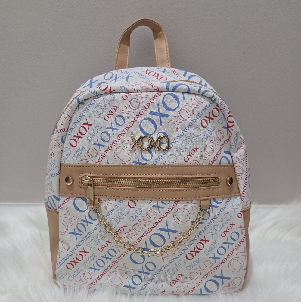 XOXO White, Pink, Blue Logo Backpack - Picture 1 of 4